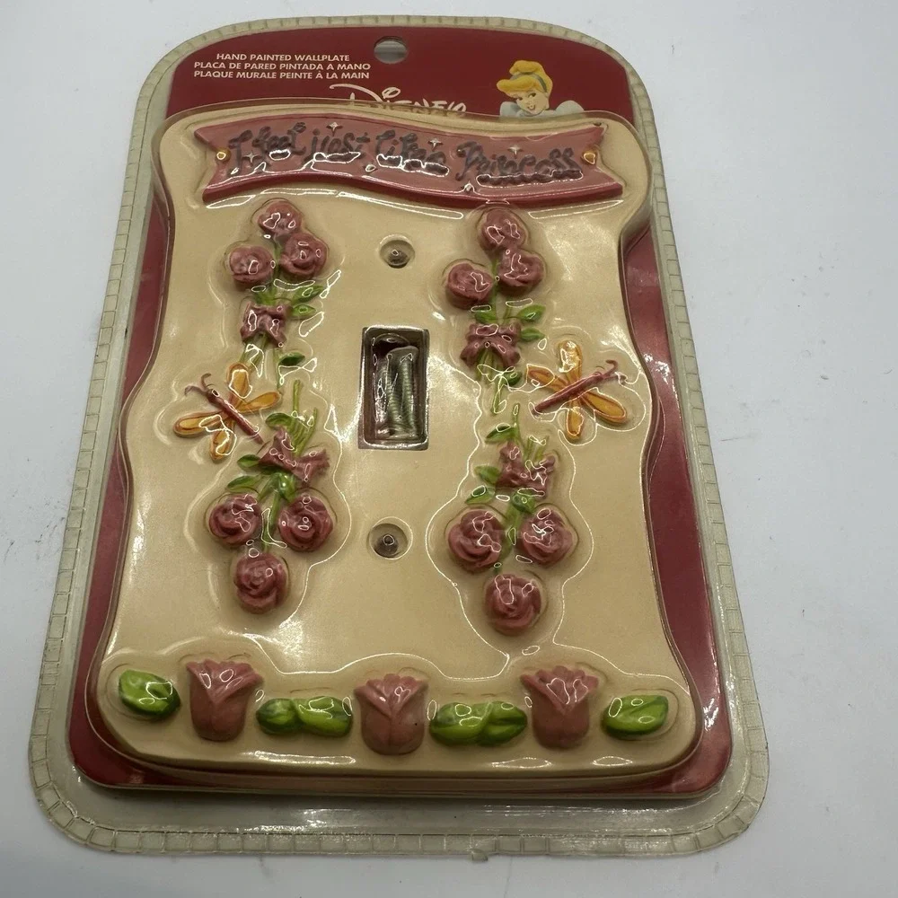 Vintage Disney Princess Light Switch Plate Flowers Butterflies Girly 2006